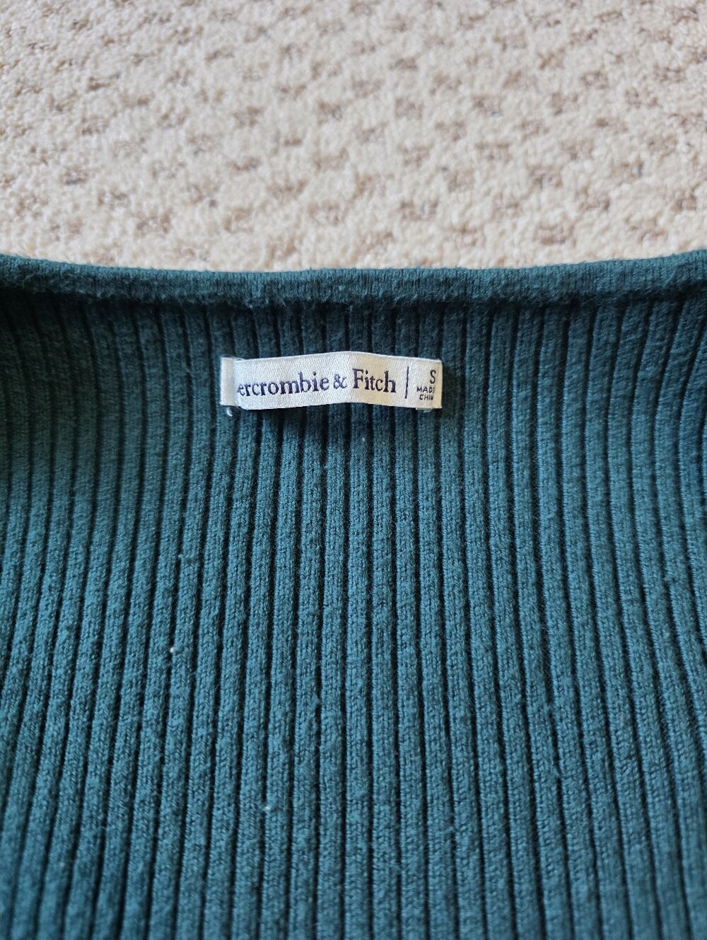 Abercrombie & Fitch Dark Teal Ribbed Sweetheart Neckline Sweater Thong Bodysuit - Picture 3 of 8